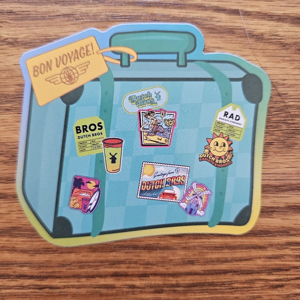 Dutch Bros Suitcase Sticker - Green and Yellow